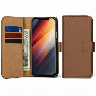 iPhone 14 Pro Max, Læder Flip Cover (Brun)