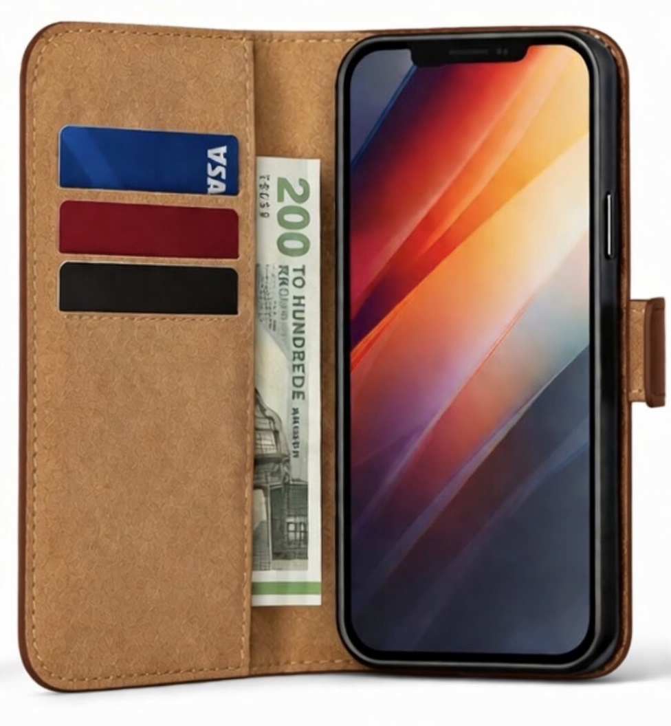 iPhone 14 Pro, Læder Flip Cover (Brun) - Billede 6