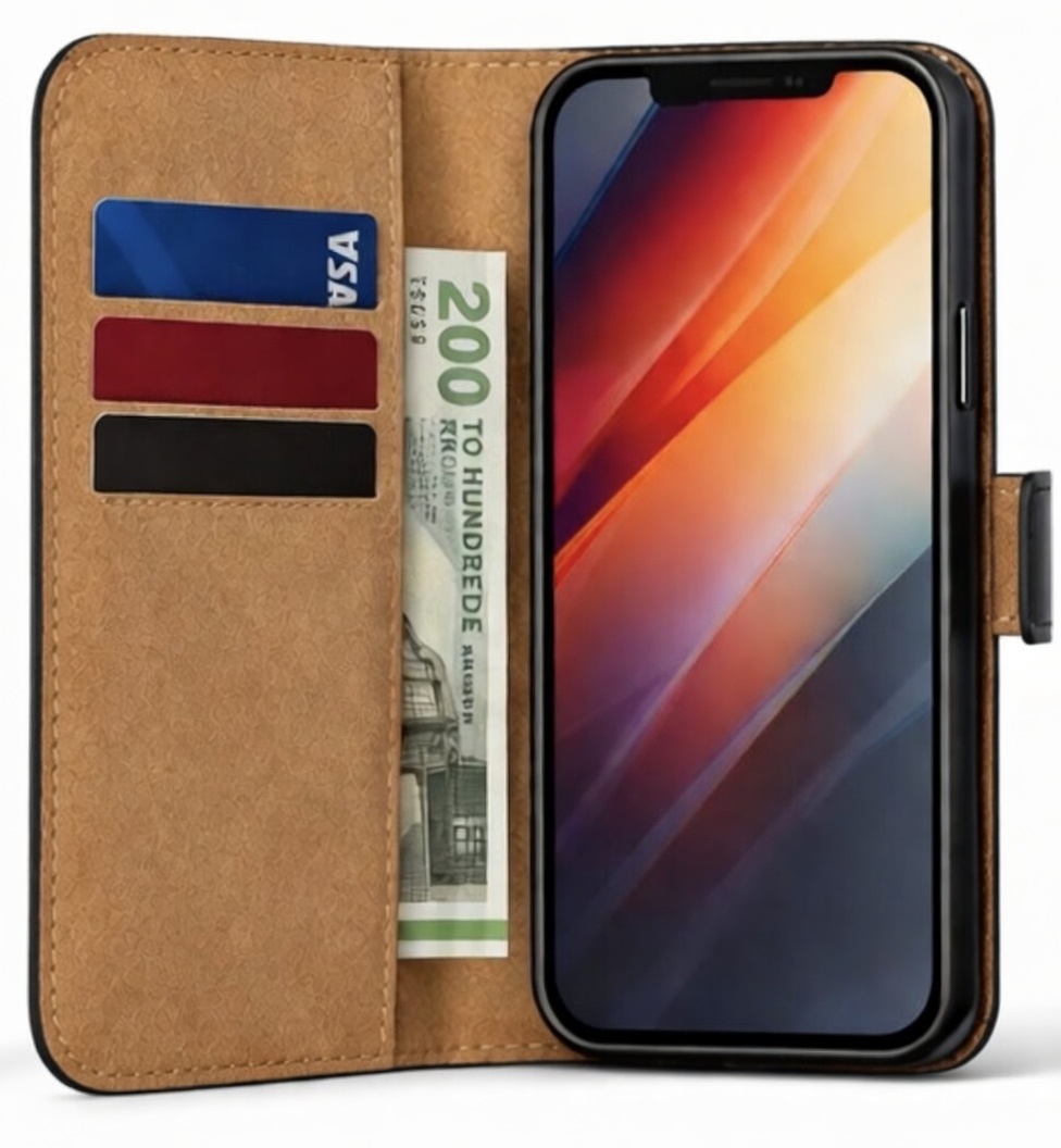 iPhone 14 Pro Max, Læder Flip Cover (Sort) - Billede 6