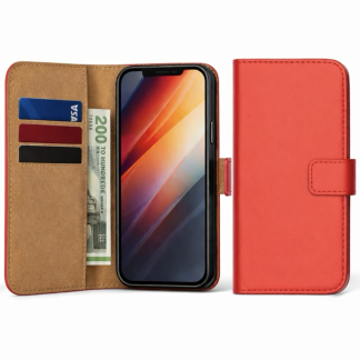 iPhone 14 Pro Max, Læder Flip Cover (Rød)